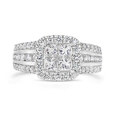 14K White Gold 2.00CTW Seamless Bridal Ring