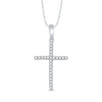 10K White Gold 0.05CTW Diamond Cross Necklace