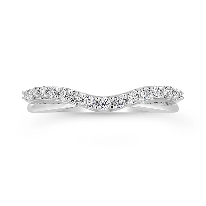 14K White Gold 0.25CTW Contour Diamond Band