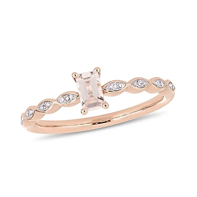 Julianna B 10K Rose Gold 0.04Ct Diamond & Morganite Ring