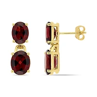Julianna B Sterling Silver & 18K Yellow Gold Plated Garnet Earrings