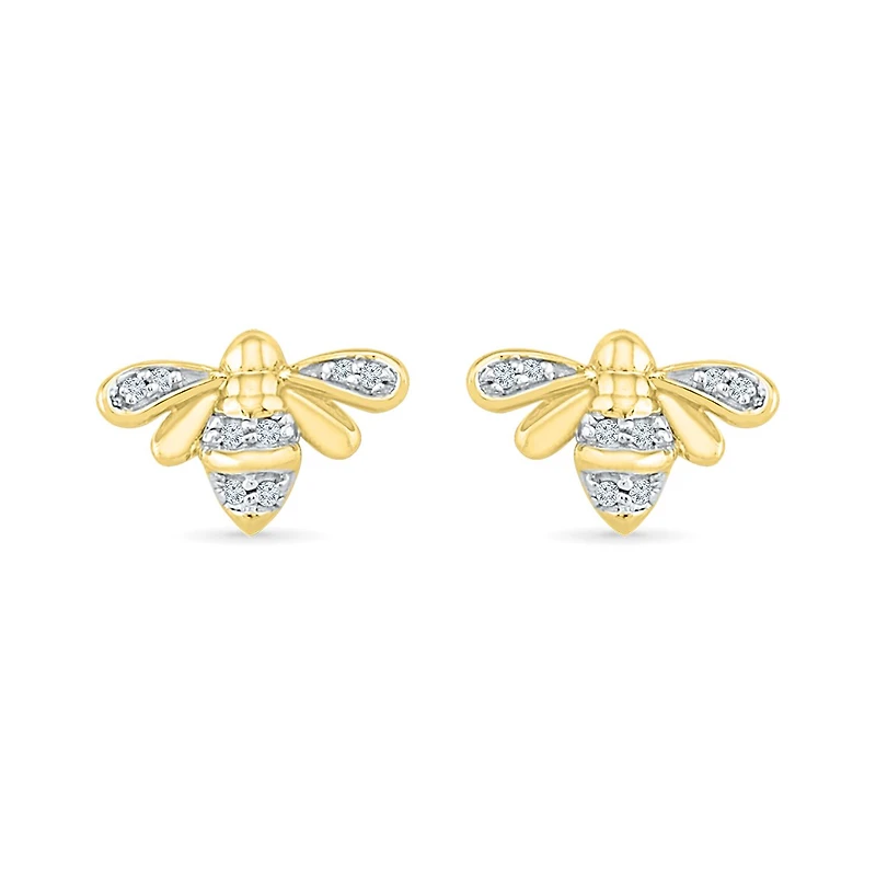 Bella Moda Sterling Silver Yellow Gold Plated Diamond 'Bee My Honey' Pendant