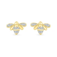 Bella Moda Sterling Silver Yellow Gold Plated Diamond 'Bee My Honey' Pendant