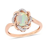 Julianna B 10K Rose Gold 0.08CTW Diamond & Opal Fashion Ring