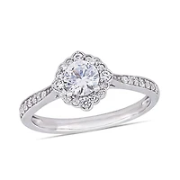 Julianna B 10K White Gold 0.10CTW Diamond & Created White Sapphire Ring