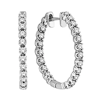 10K White Gold 1.00CTW Diamond Hoop Earrings