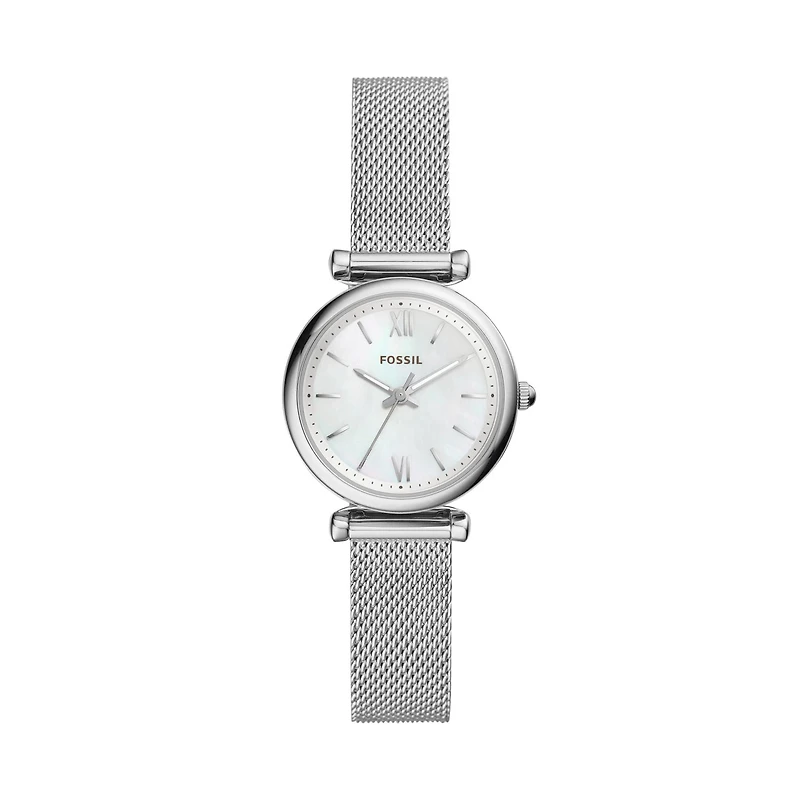 Fossil Women's Carlie Mini Silver Tone Stainless Steel Mesh Watch