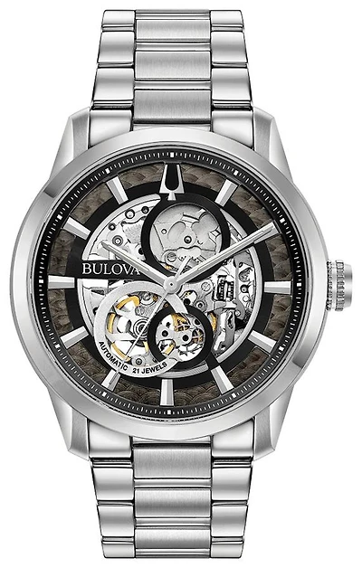 Bulova Men's Stainless Steel Skeletonized Dial Watch