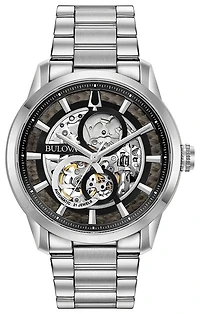 Bulova Men's Stainless Steel Skeletonized Dial Watch