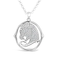 Sterling Silver 22" Cubic Zirconia Panther Pendant