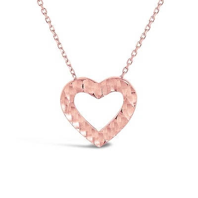 10K Rose Gold Diamond Cut Heart