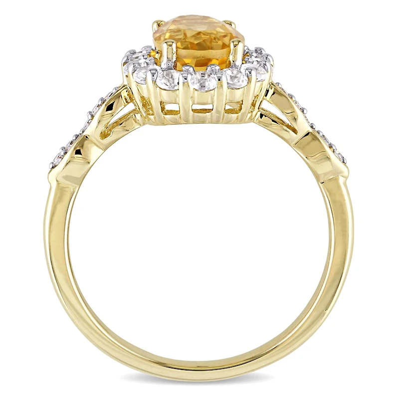 Julianna B 14K Yellow Gold Shape Citrine White Topaz & Diamond Ring