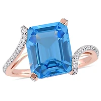 Julianna B 14K Rose Gold Swiss Blue Topaz & Diamond Fashion Ring
