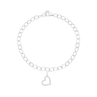 Sterling Silver Diamond Heart Charm Bracelet