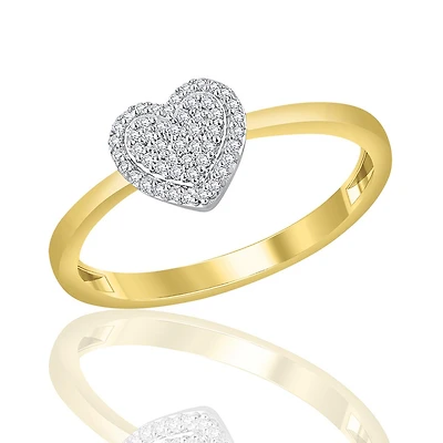 10K Yellow Gold Diamond Heart Ring