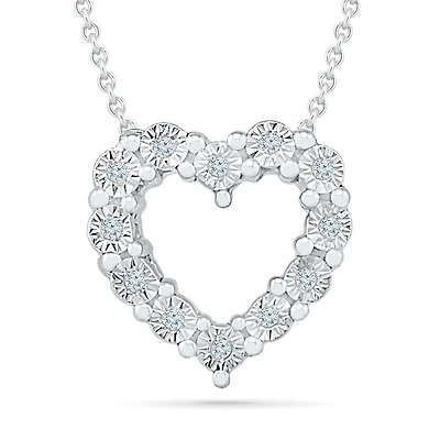 Sterling Silver Diamond Heart Necklace