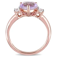 Julianna B Sterling Silver Rose De France & Created White Sapphire Heart Ring