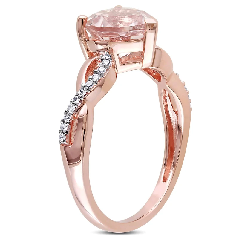 Julianna B 10K Rose Gold Heart Shaped Morganite & Diamond Twist Ring