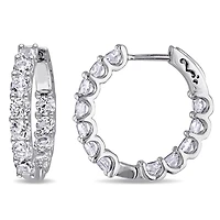 Julianna B Sterling Silver Created White Sapphire Hoop Earrings