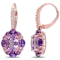 Julianna B Sterling Silver Amethyst White Topaz & Rose De France Earrings