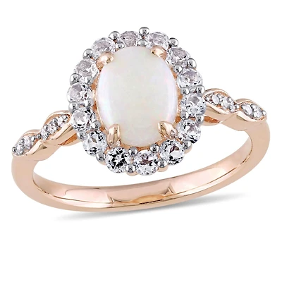 Julianna B 14K Rose Gold Opal White Topaz & Diamond Accent Ring