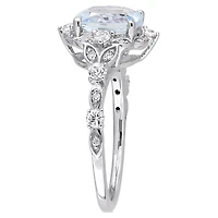 Julianna B 14K White Gold Aquamarine White Sapphire & Diamond Ring
