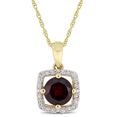 Julianna B 10K Yellow Gold Garnet & Diamond Pendant with Chain