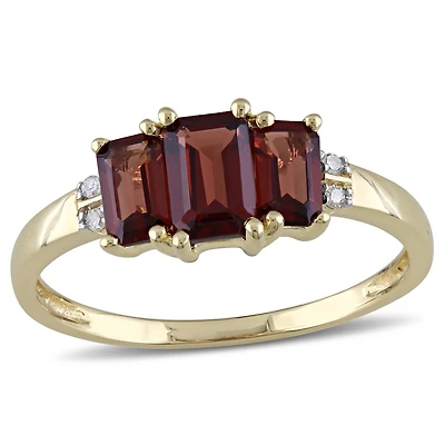 Julianna B 10K Yellow Gold Garnet & 0.02CT Diamond Fashion Ring