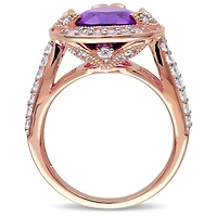 Julianna B Sterling Silver Amethyst White Topaz & 0.05CTW Diamond Ring