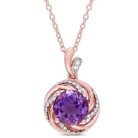 Julianna B Sterling Silver Amethyst White Topaz & Diamond Pendant