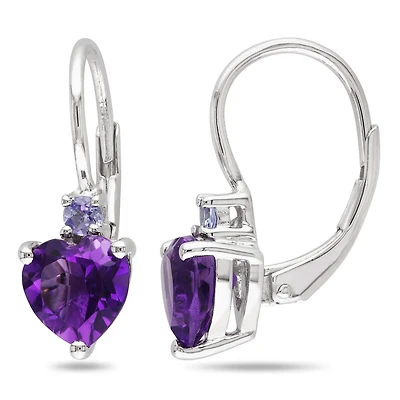 Julianna B Sterling Silver Amethyst & Tanzanite Leverback Earrings
