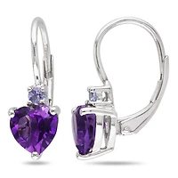 Julianna B Sterling Silver Amethyst & Tanzanite Leverback Earrings