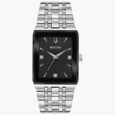 Bulova Men's Quadra Silver Square Watch