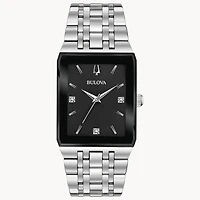 Bulova Men's Quadra Silver Square Watch