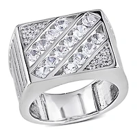 Julianna B Sterling Silver Created White Sapphire Men's Ring