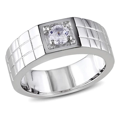 Julianna B Sterling Silver Created White Sapphire Men's Ring