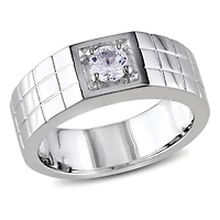 Julianna B Sterling Silver Created White Sapphire Men's Ring