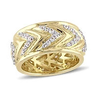 Julianna B 18K Yellow Plated Sterling Silver White Sapphire Zig Zag Men's Ring