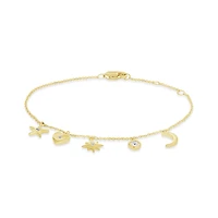 10K Yellow Gold 0.03Ctw Charm Bracelet