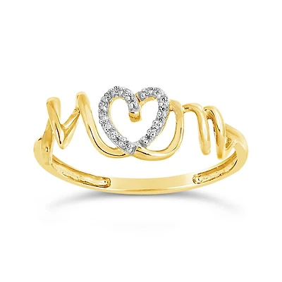 10K Yellow Gold Diamond Mom Ring