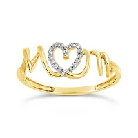 10K Yellow Gold Diamond Mom Ring