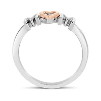 Sterling Silver 10K Rose Gold Diamond Mom Heart Ring