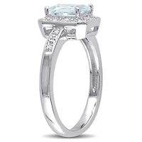 Julianna B Sterling Silver Aquamarine & 0.06CT Diamond Fashion Ring