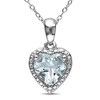 Julianna B Sterling Silver Aquamarine Fashion Pendant with Chain