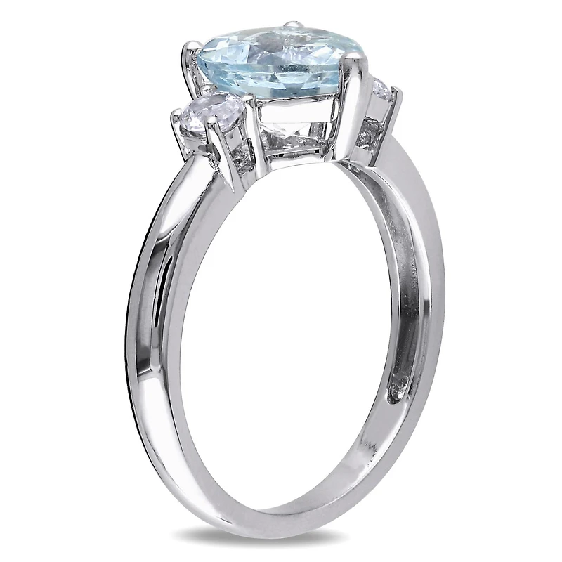 Julianna B Sterling Silver Aquamarine & Created White Sapphire Heart Ring