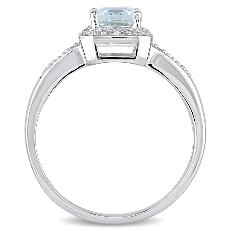 Julianna B 10K White Gold Aquamarine & 0.06CTW Diamond Fashion Ring