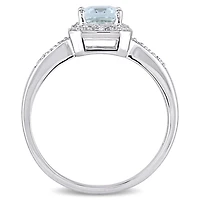 Julianna B 10K White Gold Aquamarine & 0.06CTW Diamond Fashion Ring