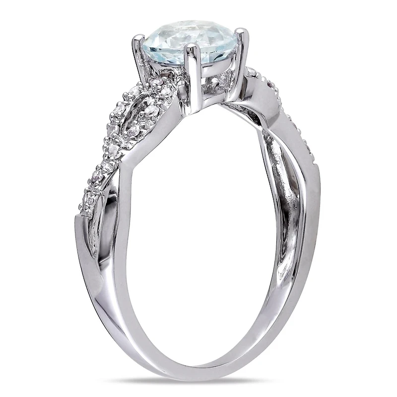 Julianna B 10K White Gold Aquamarine & 0.08CTW Diamond Fashion Ring