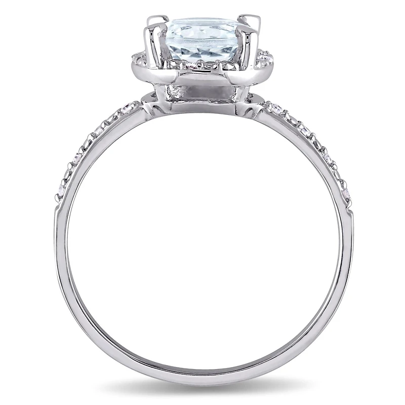 Julianna B 10K White Gold Aquamarine & 0.05CTW Diamond Fashion Ring