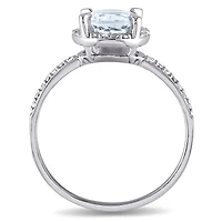 Julianna B 10K White Gold Aquamarine & 0.05CTW Diamond Fashion Ring